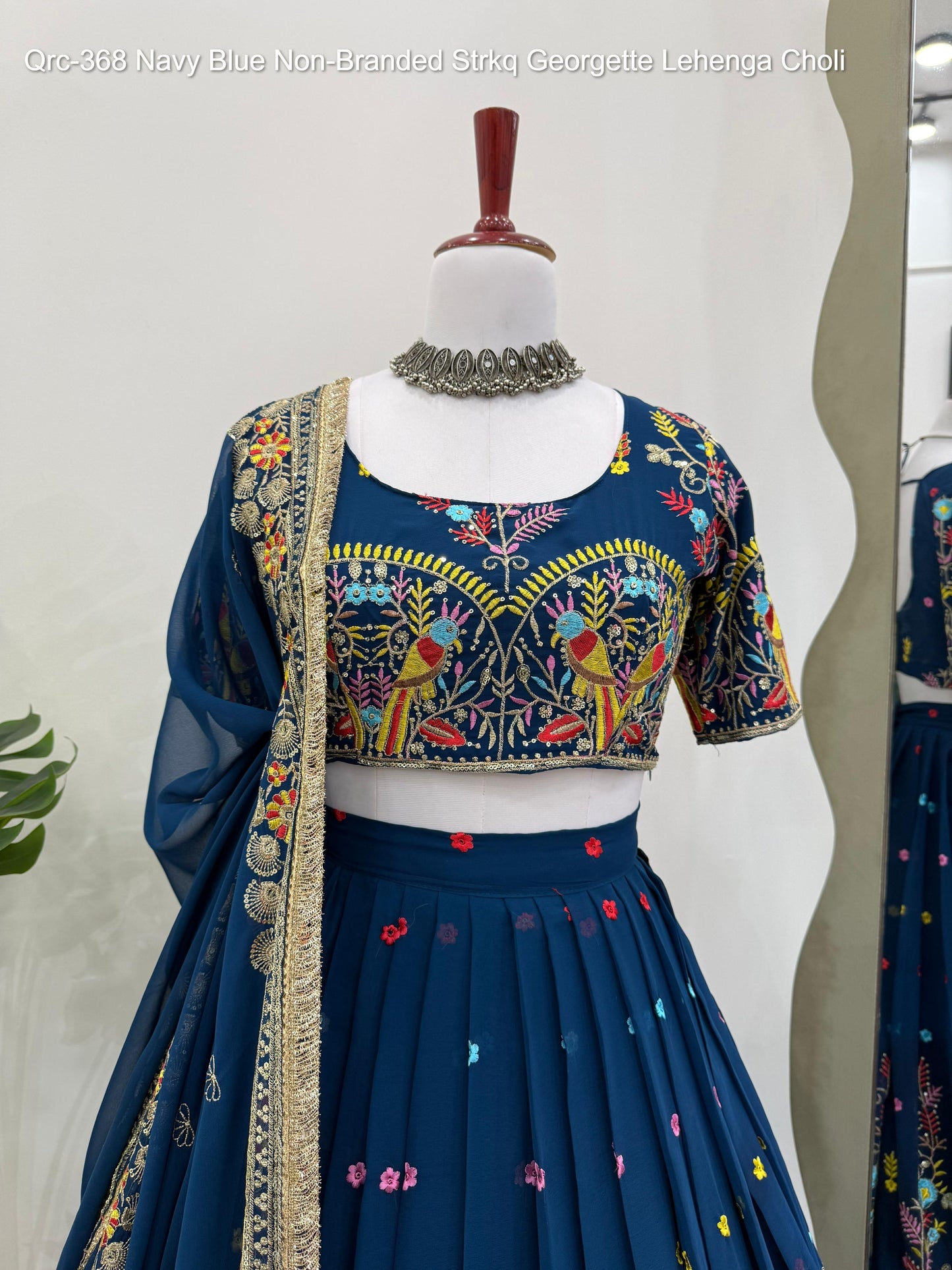 Qrc-368 Navratri Collections Navy Blue Non-Branded Strkq Georgette Lehenga Choli