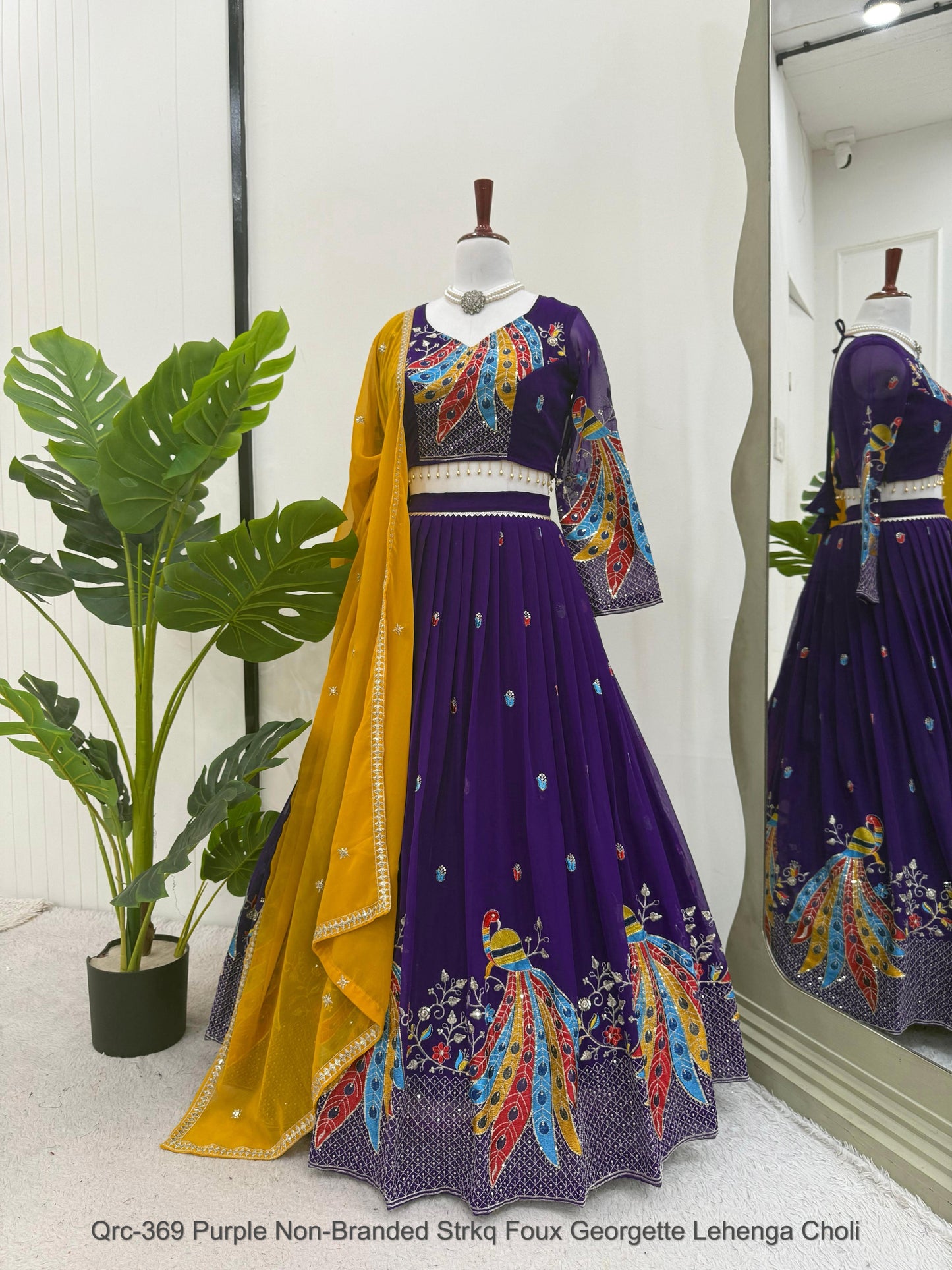 Qrc-369 Navratri Collection Purple Non-Branded Strkq Foux Georgette Lehenga Choli