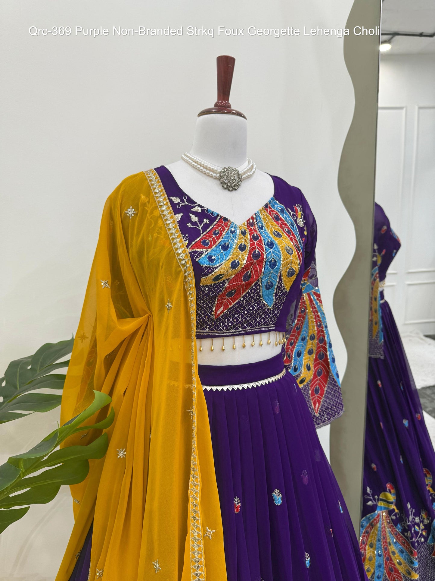Qrc-369 Navratri Collection Purple Non-Branded Strkq Foux Georgette Lehenga Choli