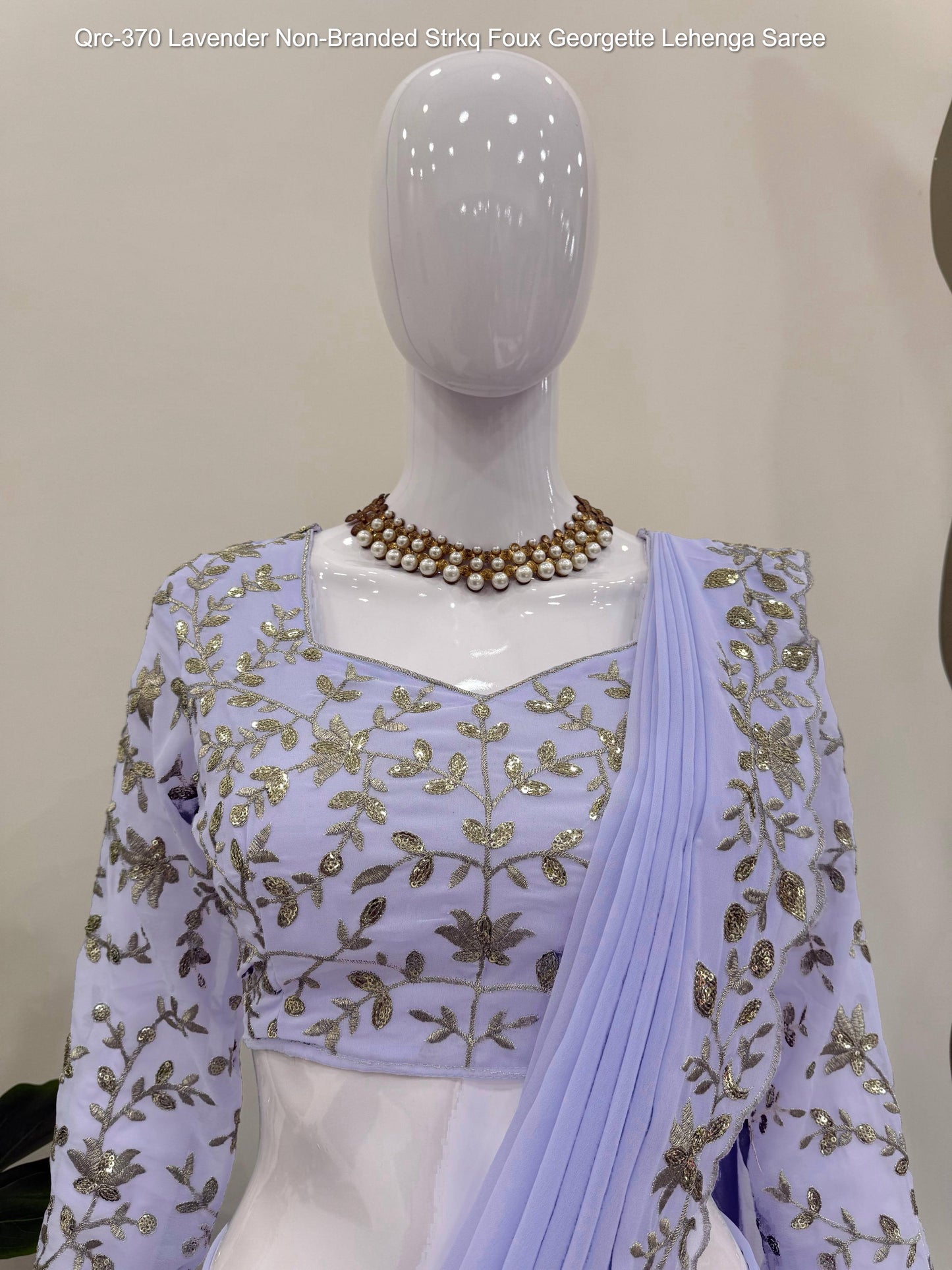 Qrc-370 Lavender Non-Branded Strkq Foux Georgette Lehenga Saree
