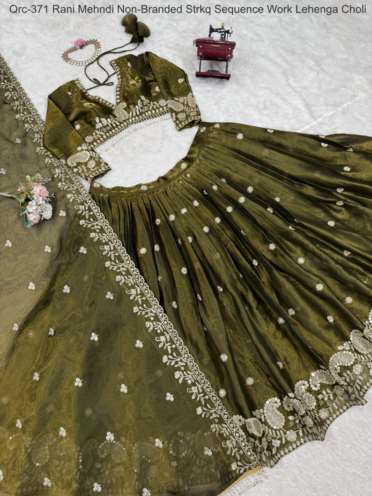 Qrc-371 Rani Mehndi Non-Branded Strkq Sequence Work Lehenga Choli