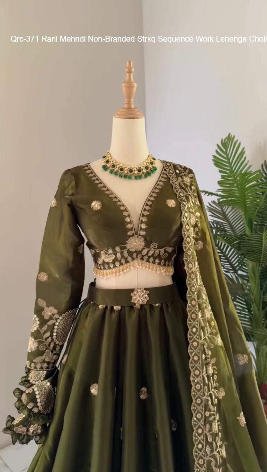 Qrc-371 Rani Mehndi Non-Branded Strkq Sequence Work Lehenga Choli