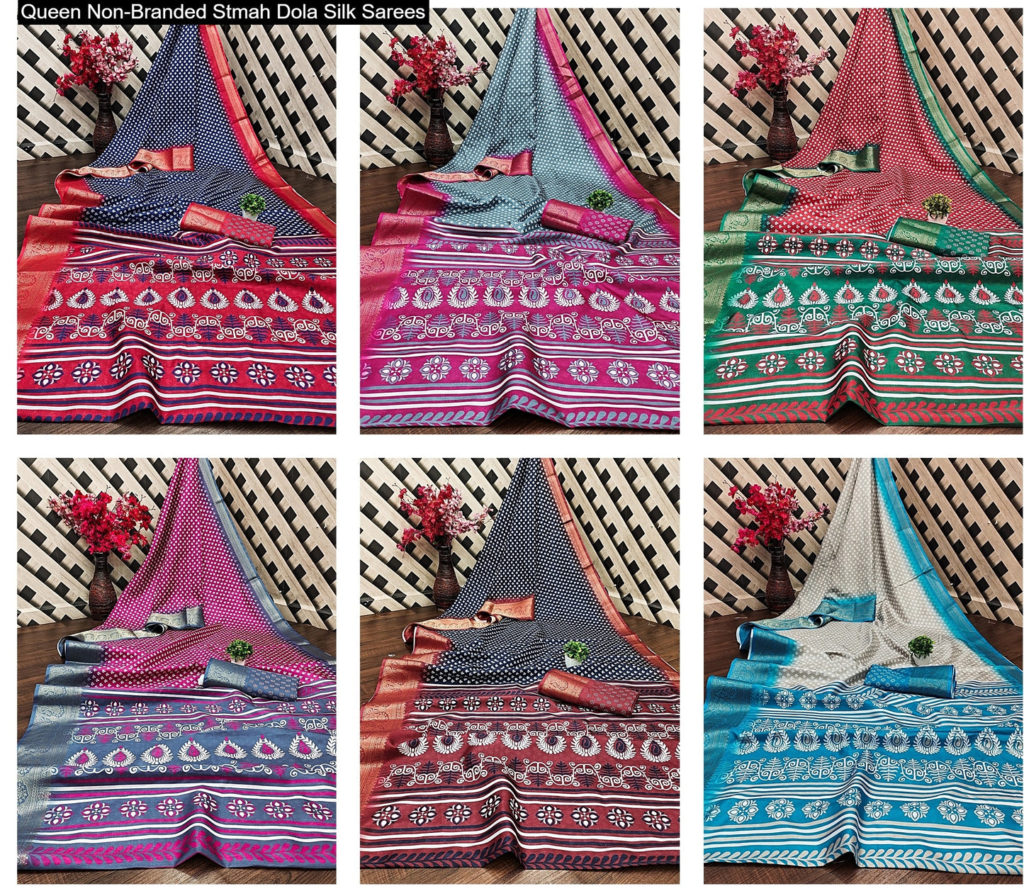 Queen Non-Branded Stmah Dola Silk Sarees