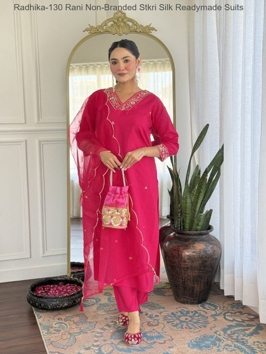 Radhika-130 Rani Non-Branded Stkri Silk Readymade Suits