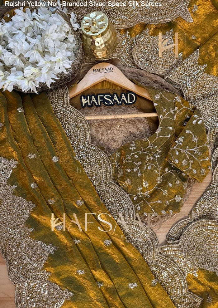 Rajshri Yellow Non-Branded Stvae Space Silk Sarees