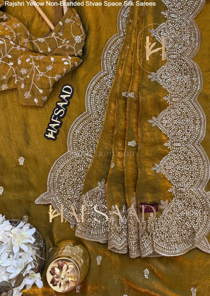 Rajshri Yellow Non-Branded Stvae Space Silk Sarees