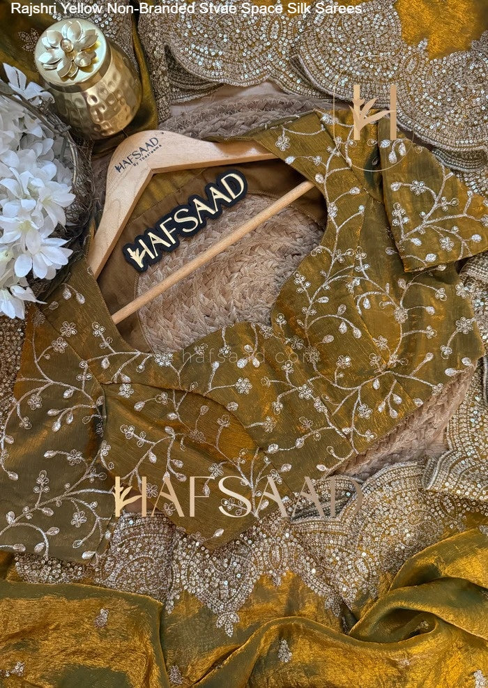 Rajshri Yellow Non-Branded Stvae Space Silk Sarees