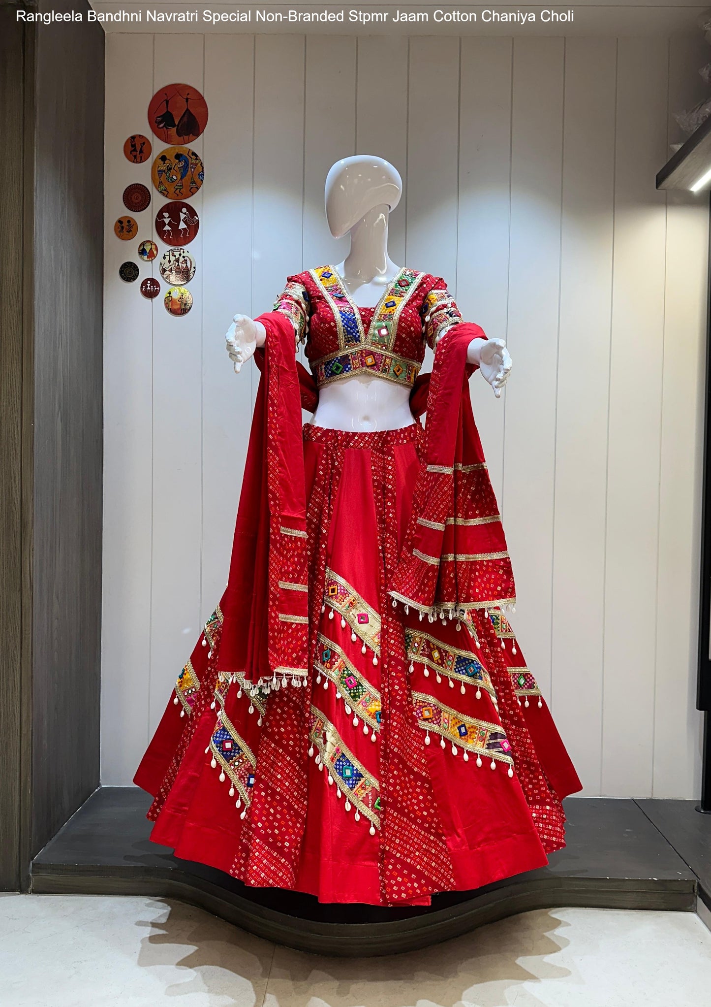 Rangleela Bandhni Navratri Special Non-Branded Stpmr Jaam Cotton Chaniya Choli