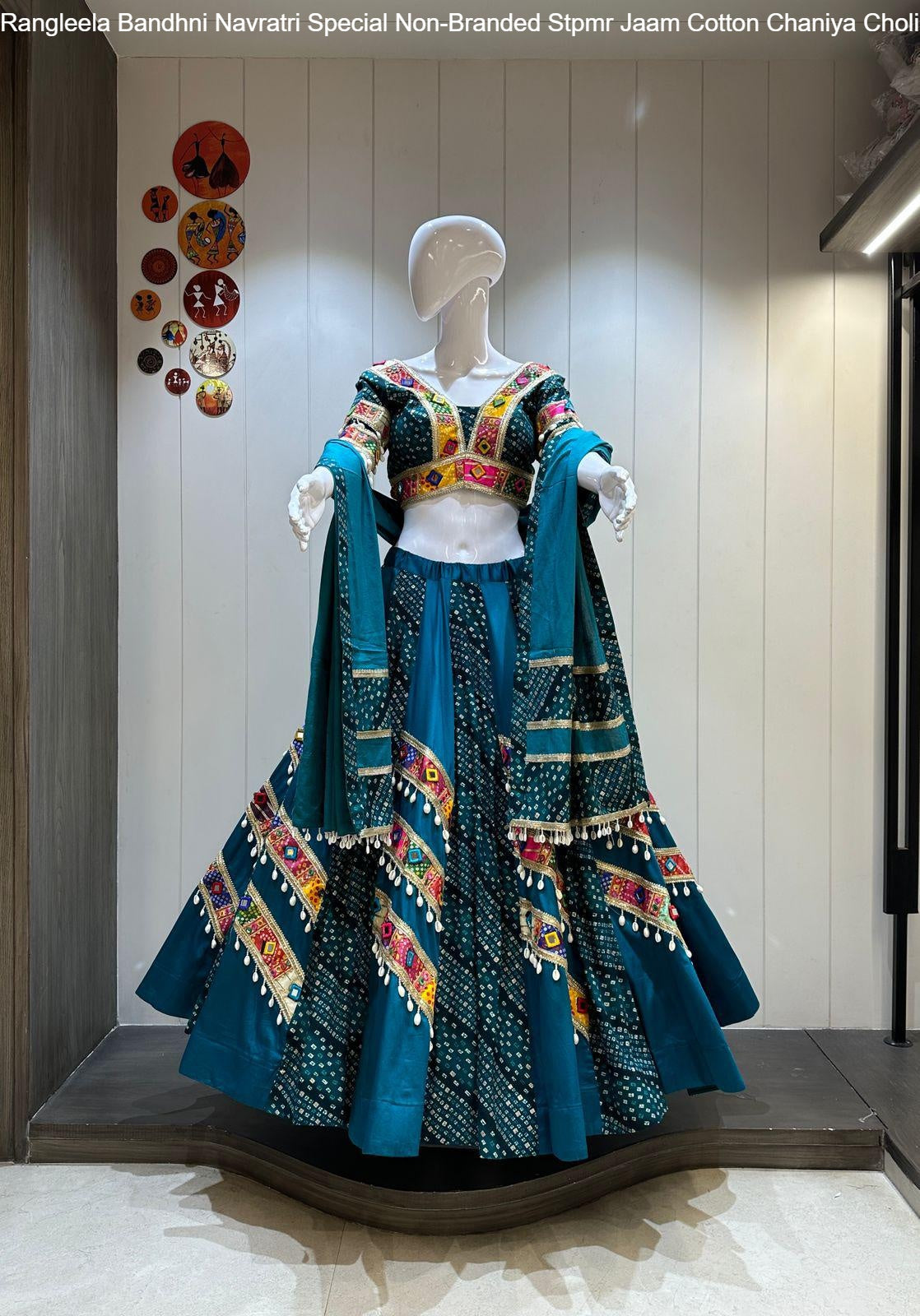 Rangleela Bandhni Navratri Special Non-Branded Stpmr Jaam Cotton Chaniya Choli