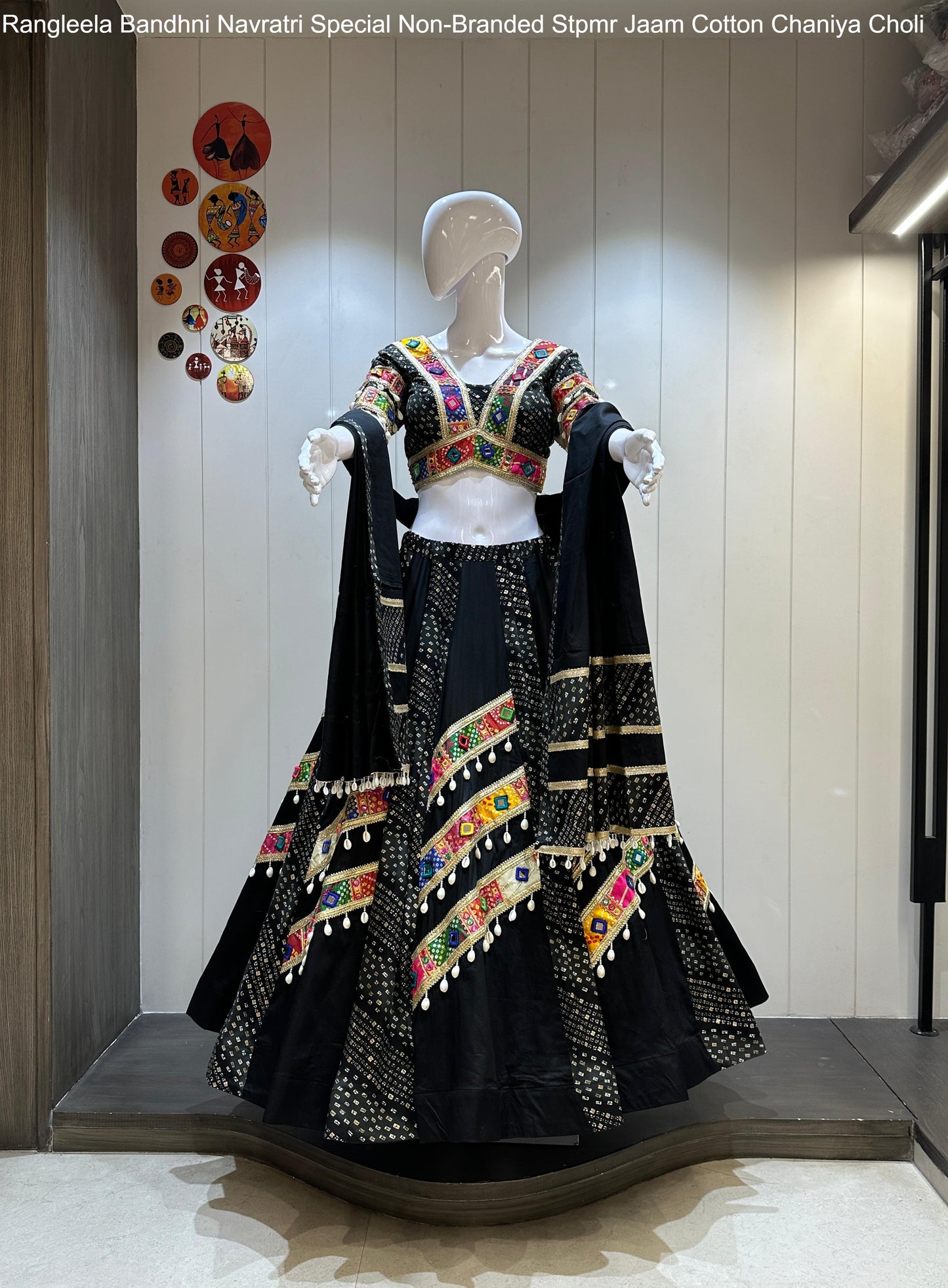 Rangleela Bandhni Navratri Special Non-Branded Stpmr Jaam Cotton Chaniya Choli