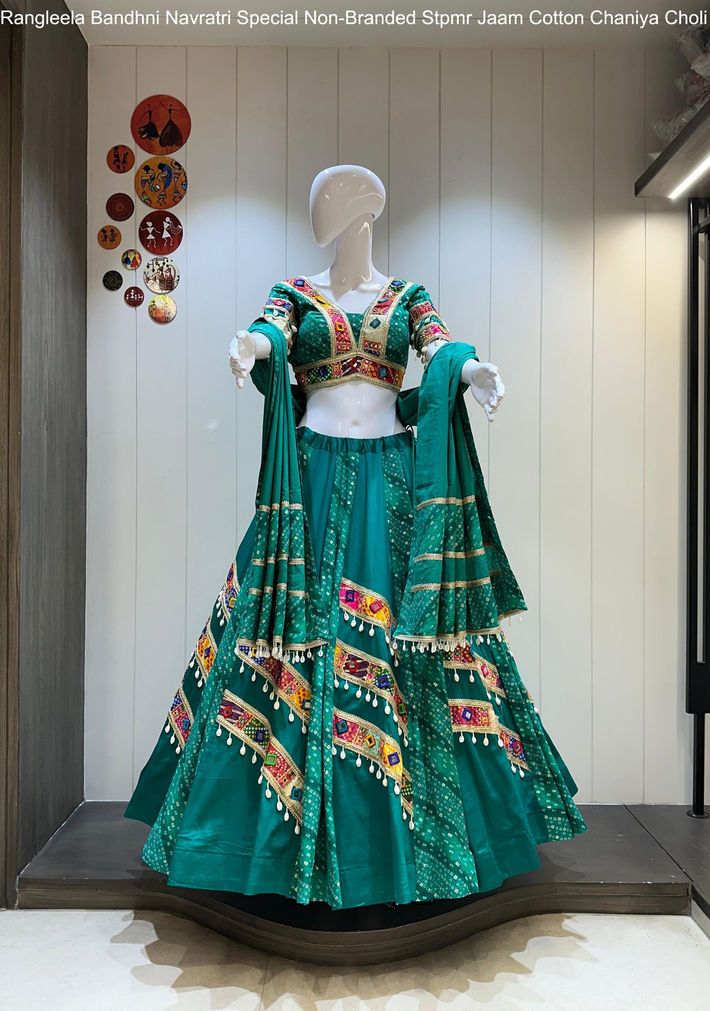 Rangleela Bandhni Navratri Special Non-Branded Stpmr Jaam Cotton Chaniya Choli