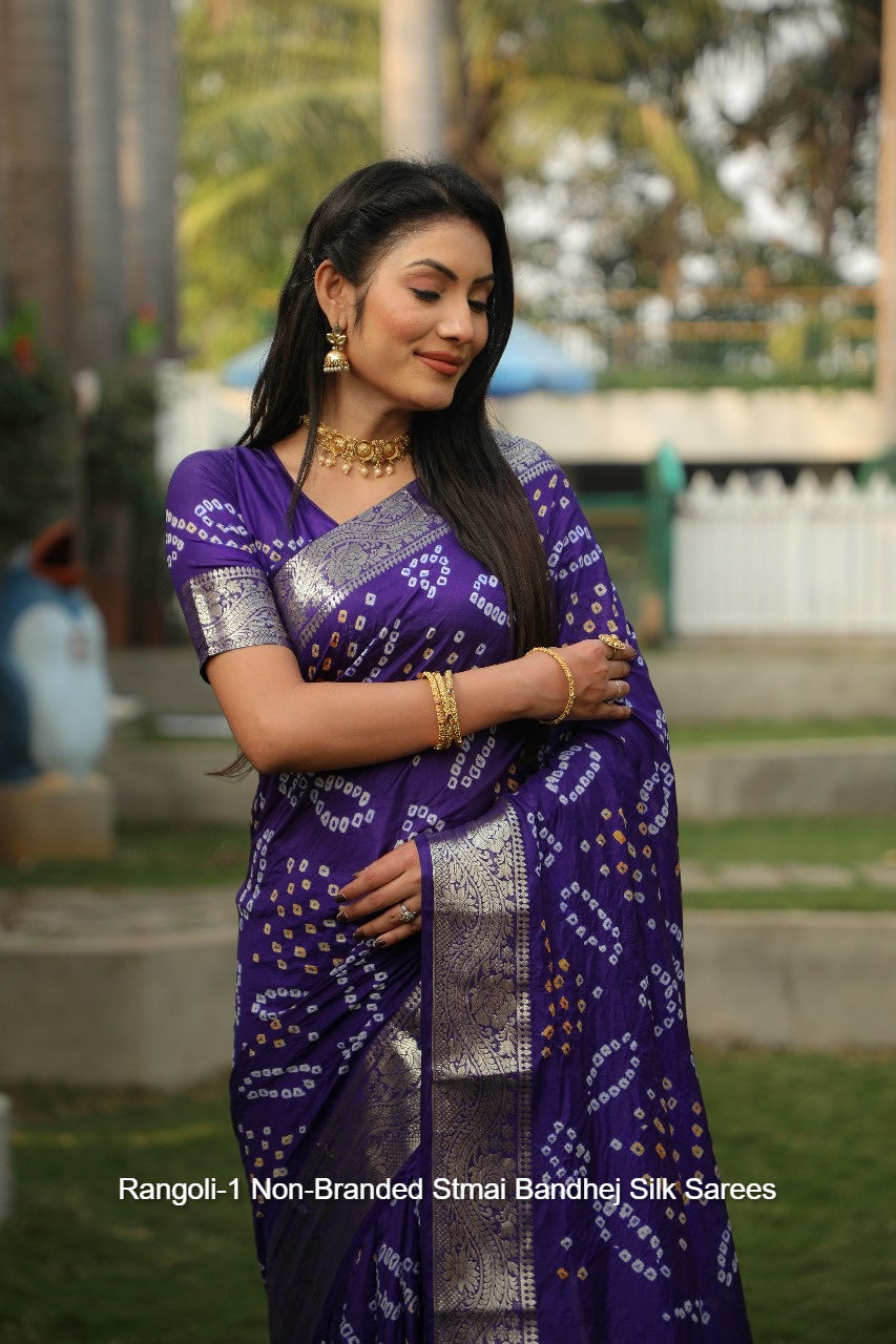 Rangoli-1 Non-Branded Stmai Bandhej Silk Sarees