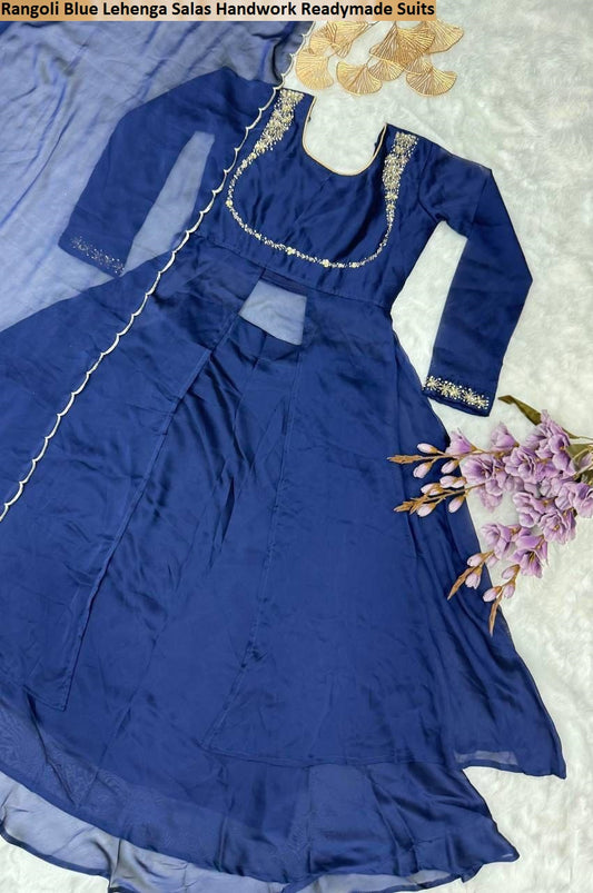 Rangoli Blue Lehenga Salas Handwork Readymade Suits