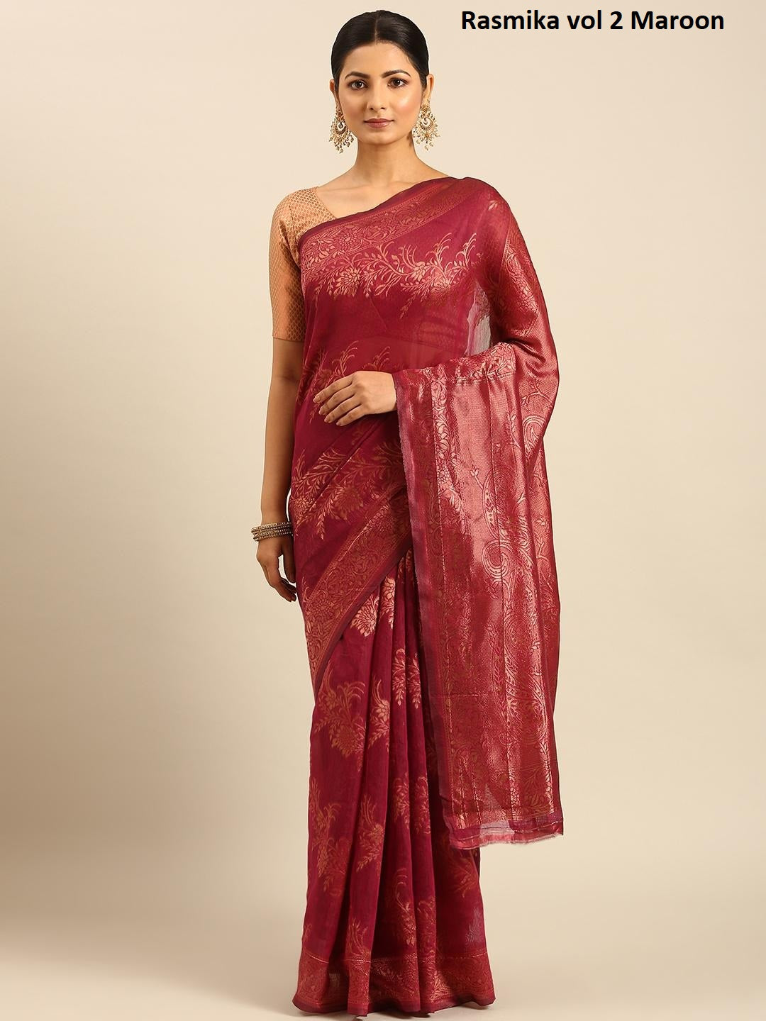 Rasmika Vol 2 Maroon Bunawat Sarees