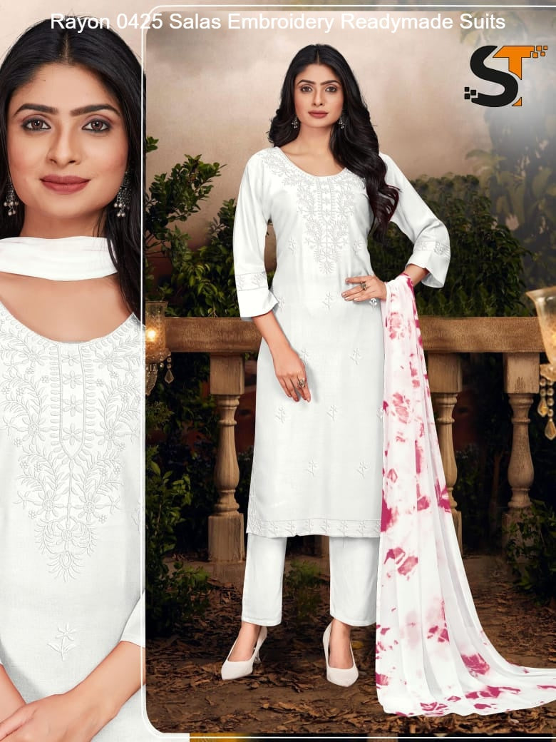 Rayon 0425 Salas Embroidery Readymade Suits