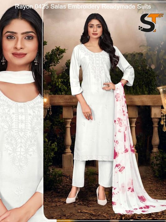 Rayon 0425 Salas Embroidery Readymade Suits