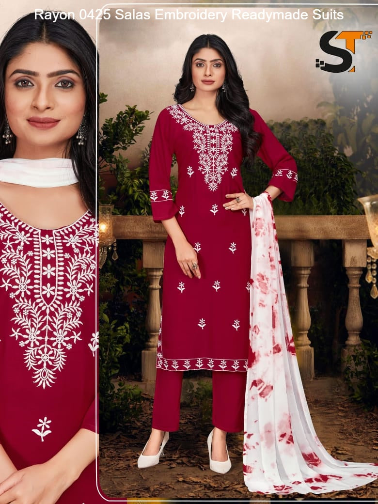 Rayon 0425 Salas Embroidery Readymade Suits