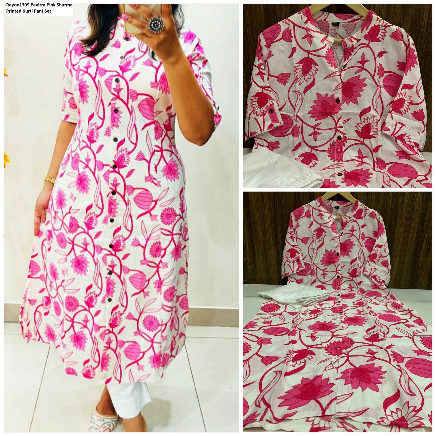 Rayon1309 Pink Pavitra Sharma Printed Kurti Pant Set