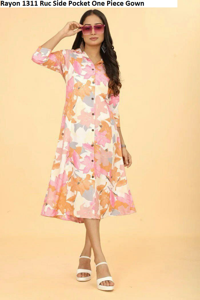 Rayon 1311 Ruc Side Pocket One Piece Gown