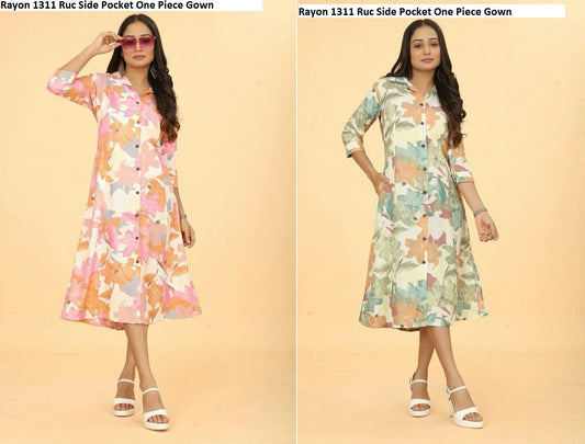 Rayon 1311 Ruc Side Pocket One Piece Gown