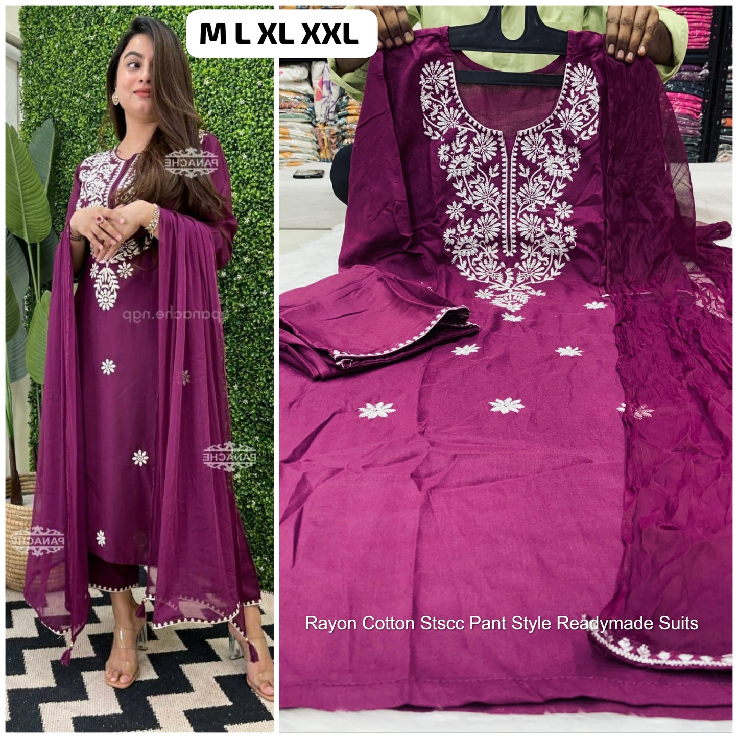 Rayon Cotton Stscc Pant Style Readymade Suits