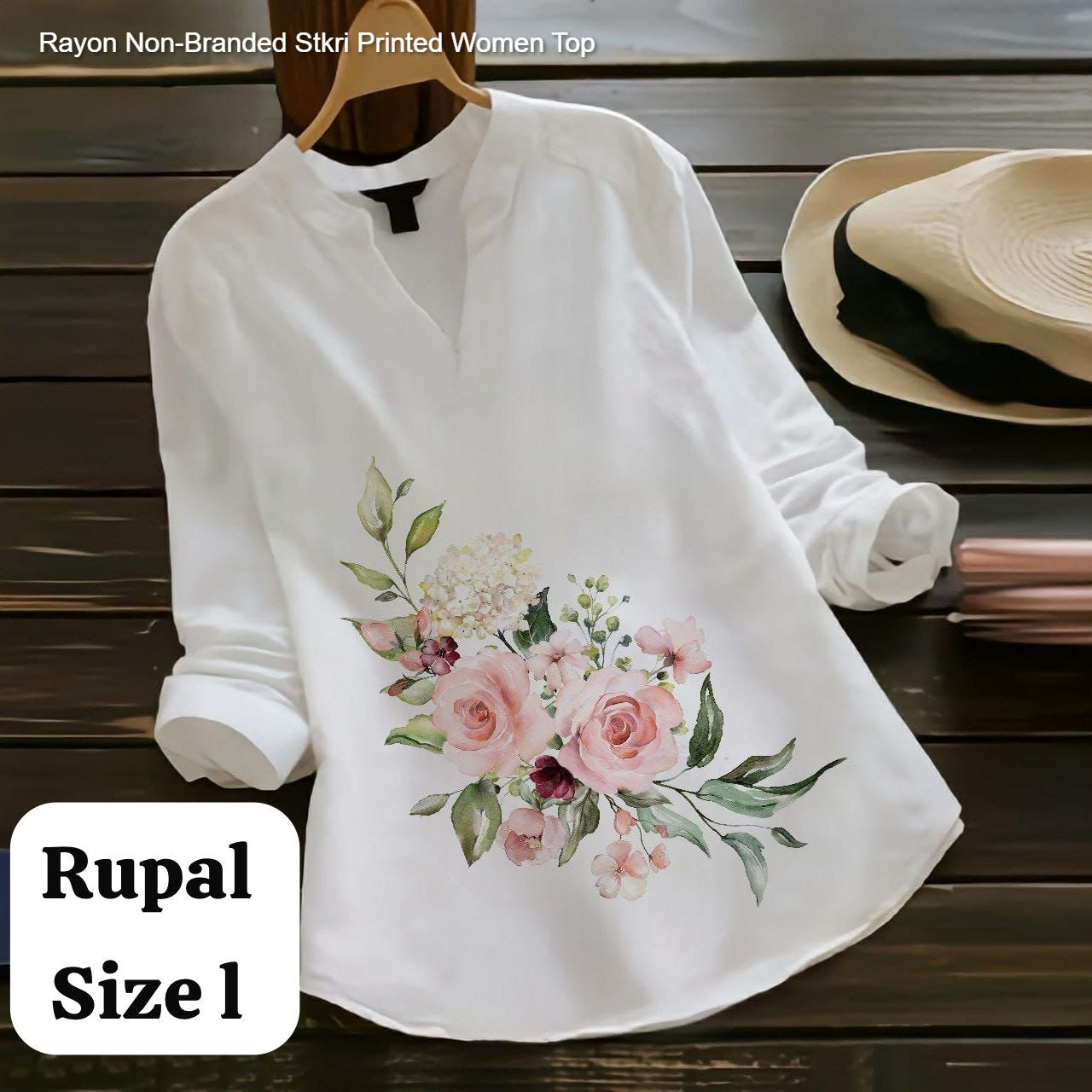 Rayon Non-Branded Stkri Printed Women Top