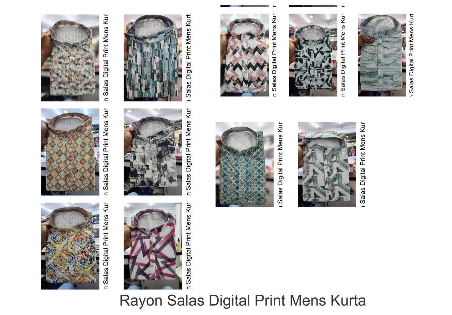 Rayon Salas Digital Print Mens Kurta