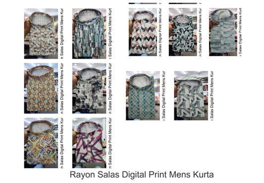 Rayon Salas Digital Print Mens Kurta