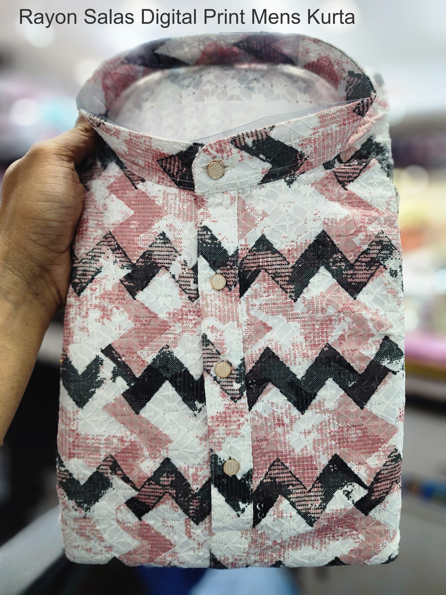 Rayon Salas Digital Print Mens Kurta