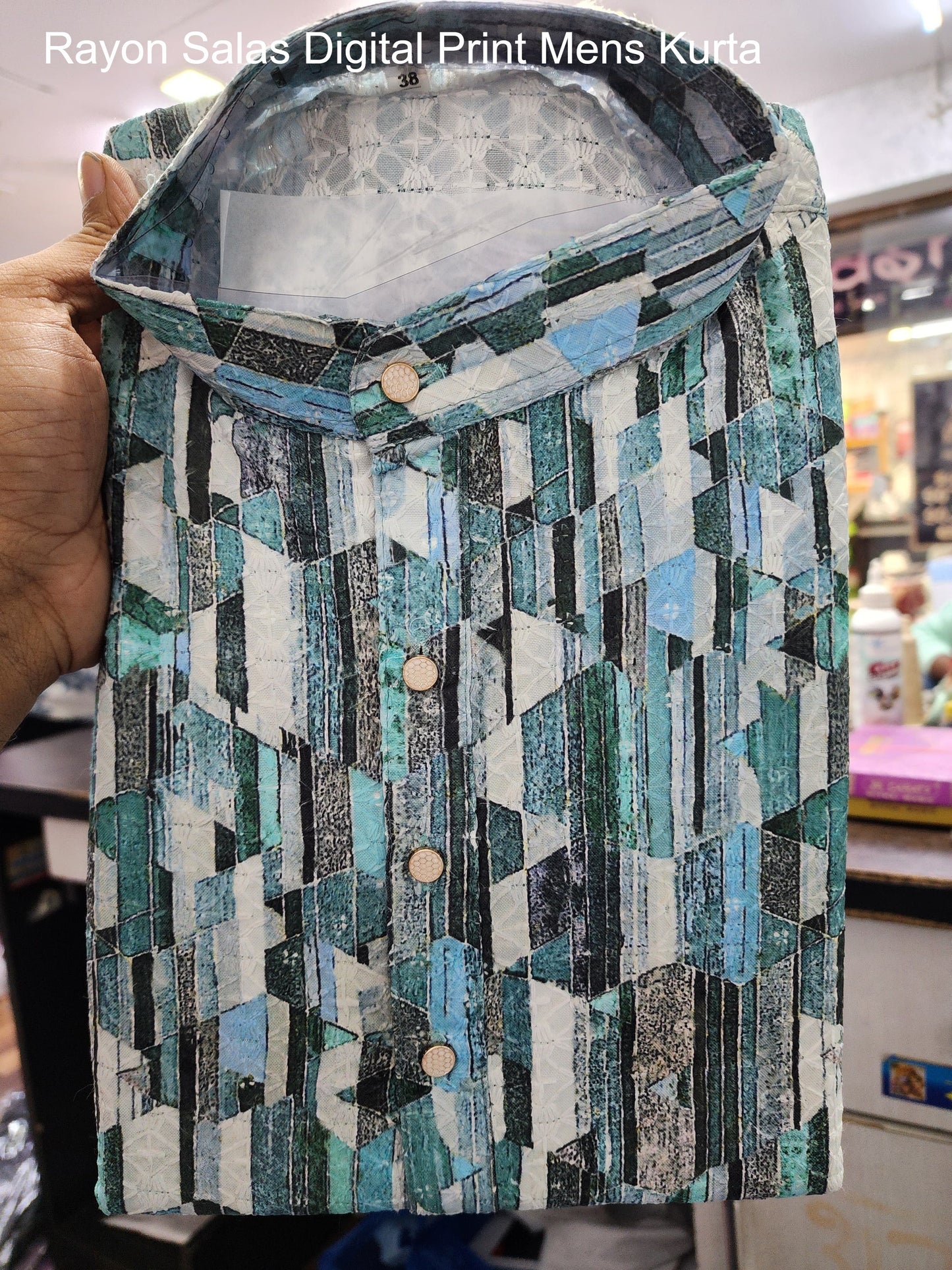 Rayon Salas Digital Print Mens Kurta