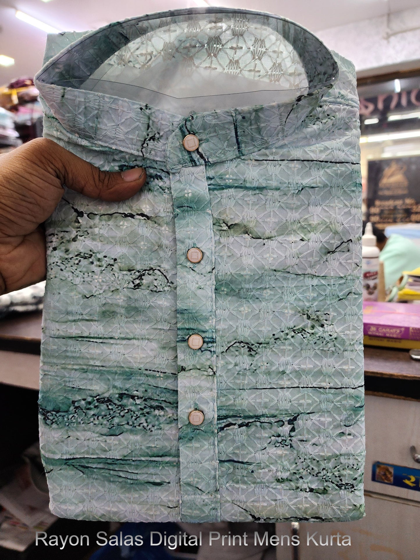Rayon Salas Digital Print Mens Kurta