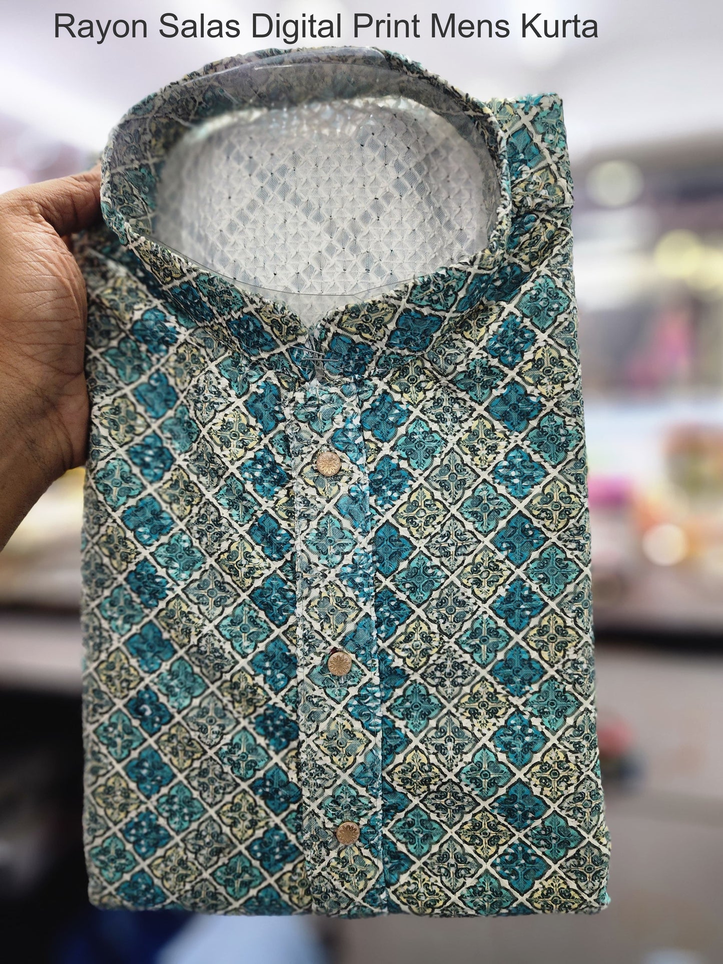 Rayon Salas Digital Print Mens Kurta