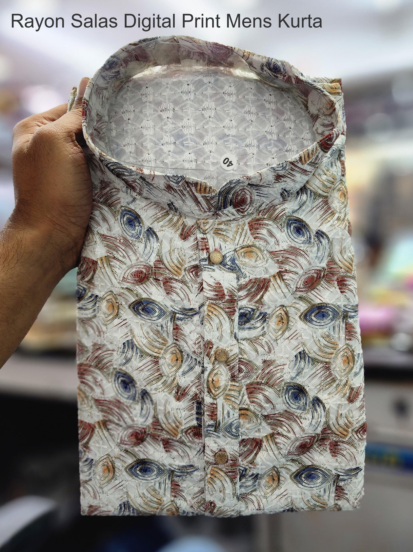 Rayon Salas Digital Print Mens Kurta