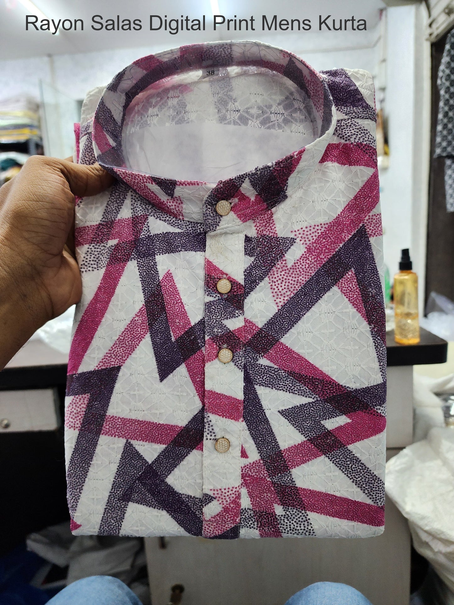 Rayon Salas Digital Print Mens Kurta