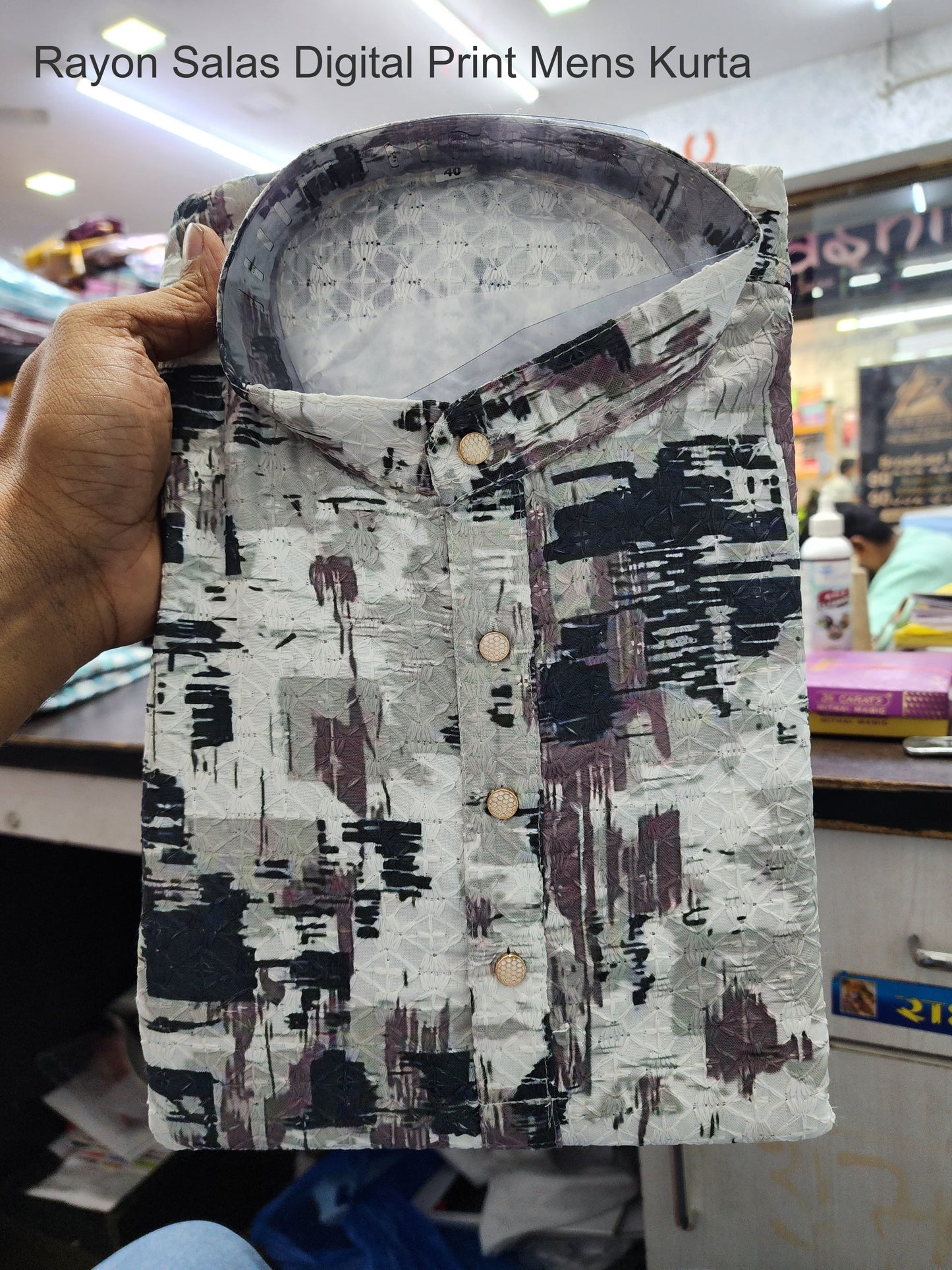 Rayon Salas Digital Print Mens Kurta