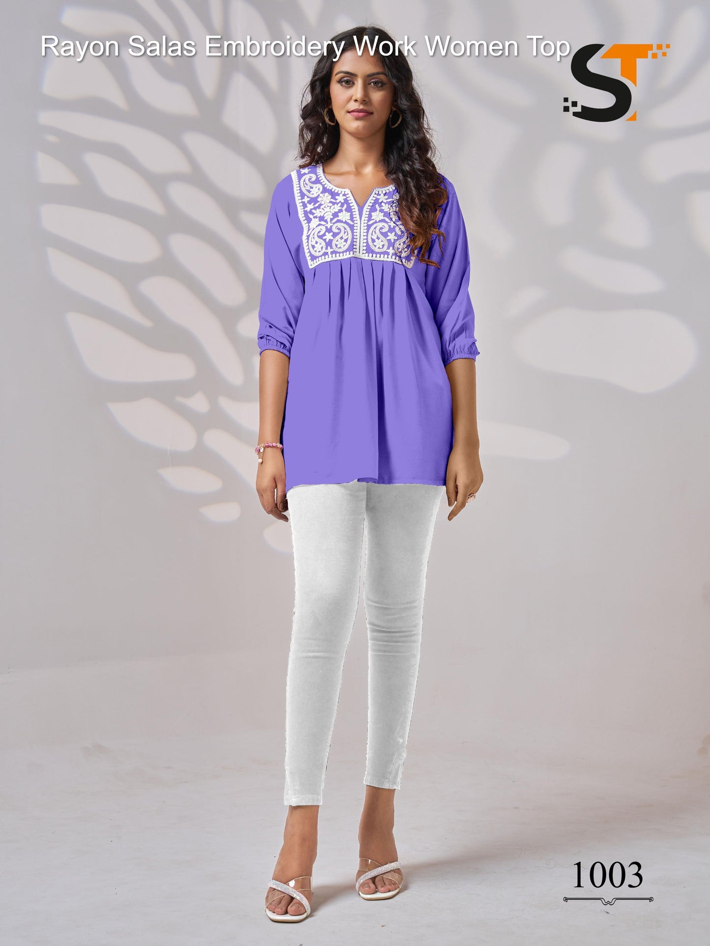 Rayon Salas Embroidery Work Women Top