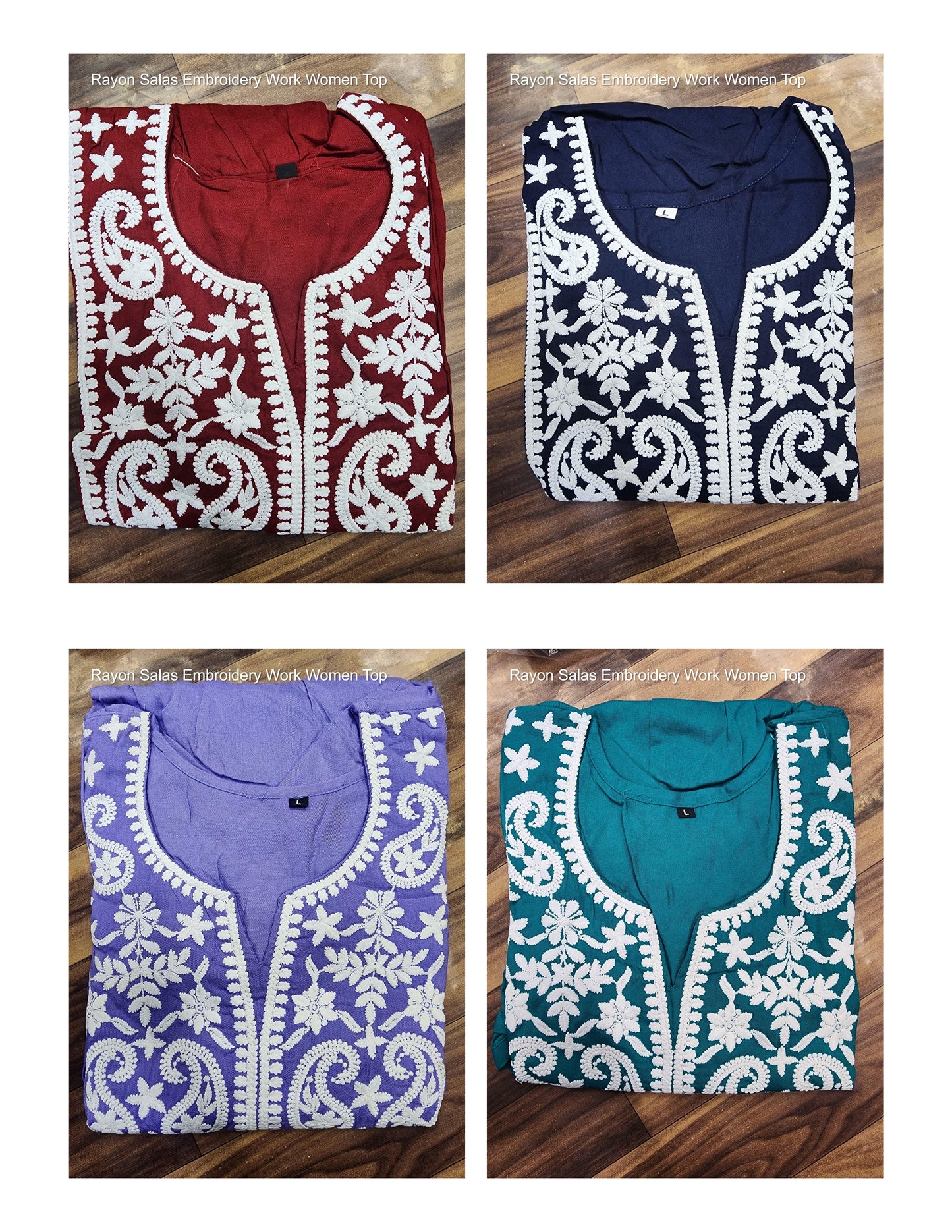 Rayon Salas Embroidery Work Women Top