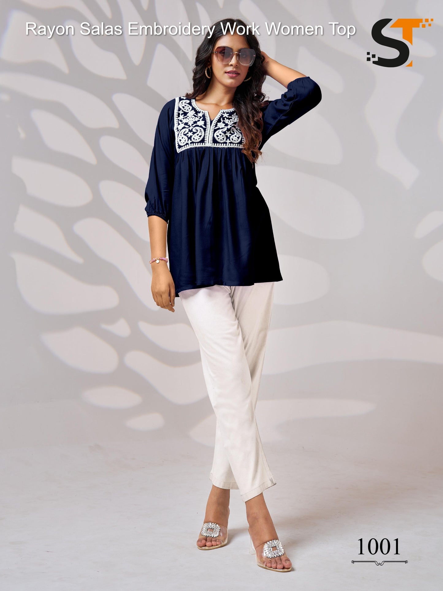 Rayon Salas Embroidery Work Women Top