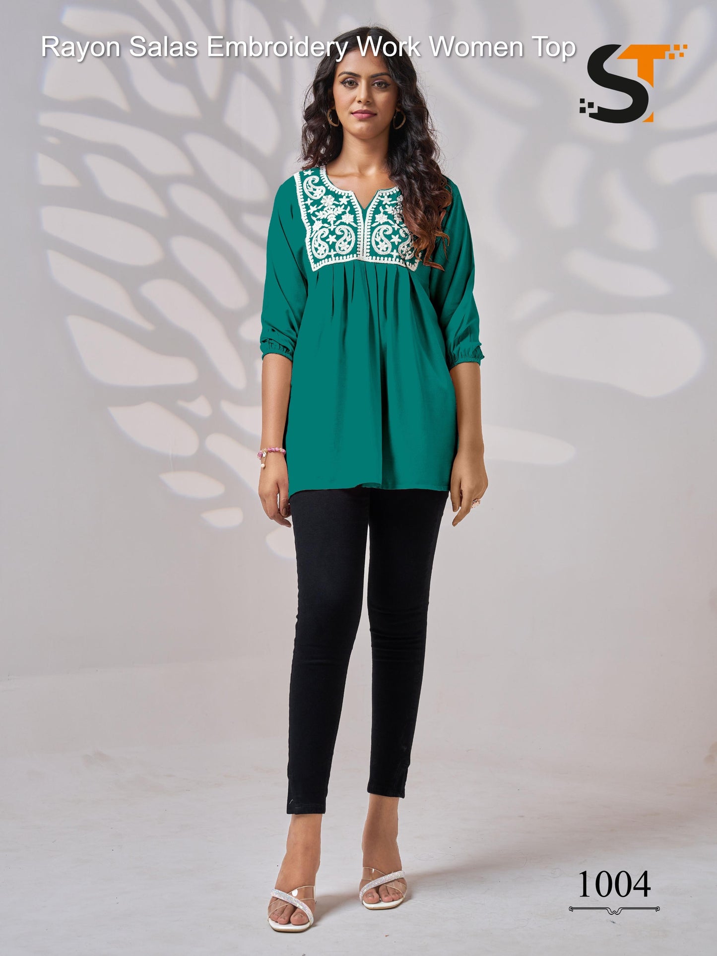 Rayon Salas Embroidery Work Women Top