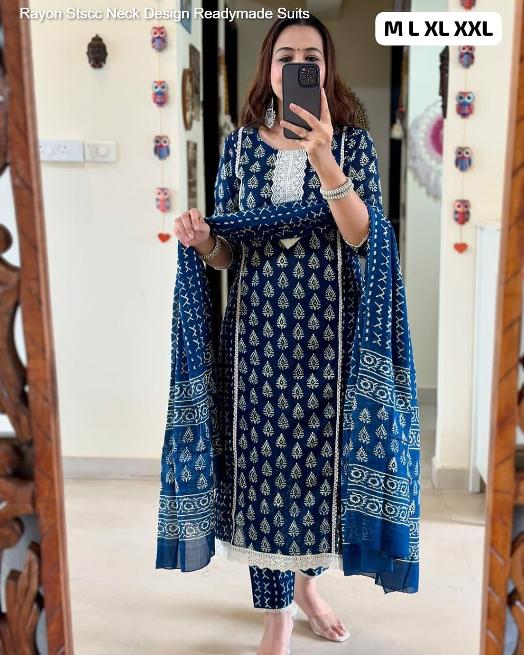 Rayon Stscc Neck Design Readymade Suits