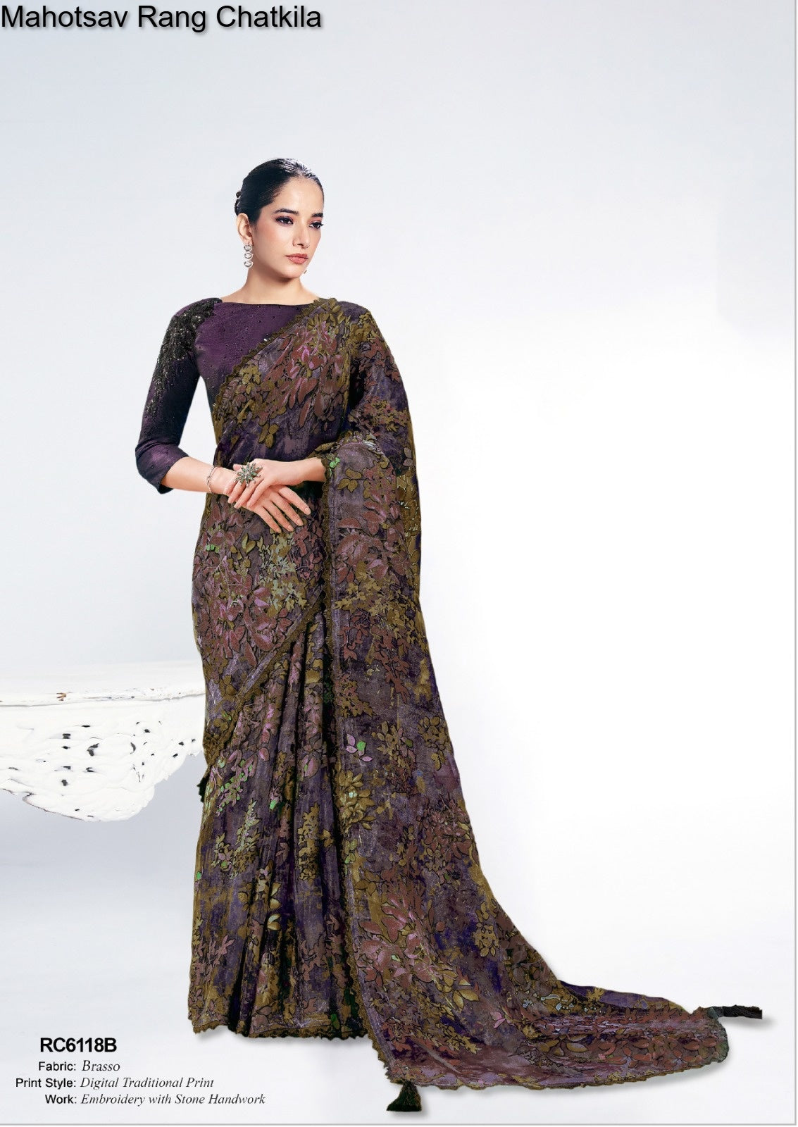 Rc6118-B Rang Chatkila Mahotsav Brasso Sarees