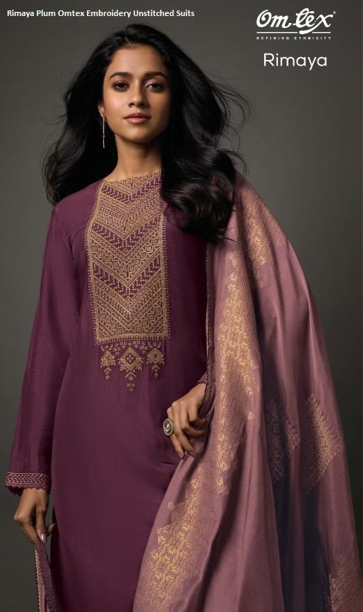 Rimaya Plum Omtex Embroidery Unstitched Suits