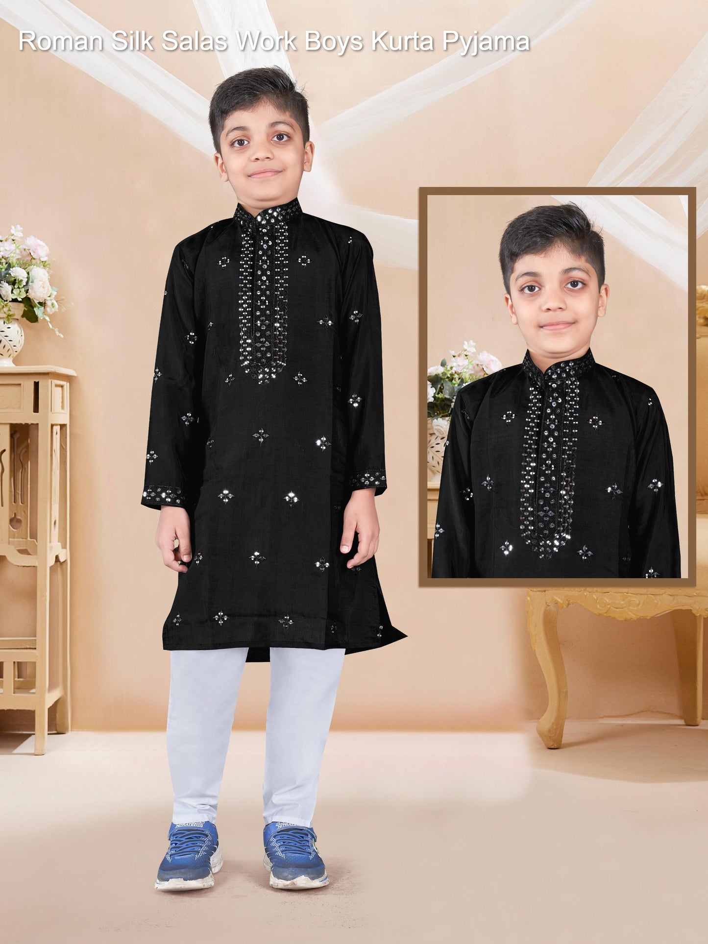Roman Silk Salas Work Boys Kurta Pyjama