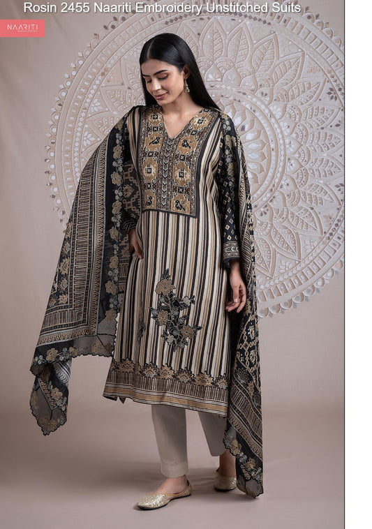 Rosin 2455 Naariti Embroidery Unstitched Suits