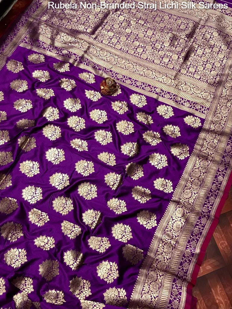 Rubela Non-Branded Straj Lichi Silk Sarees