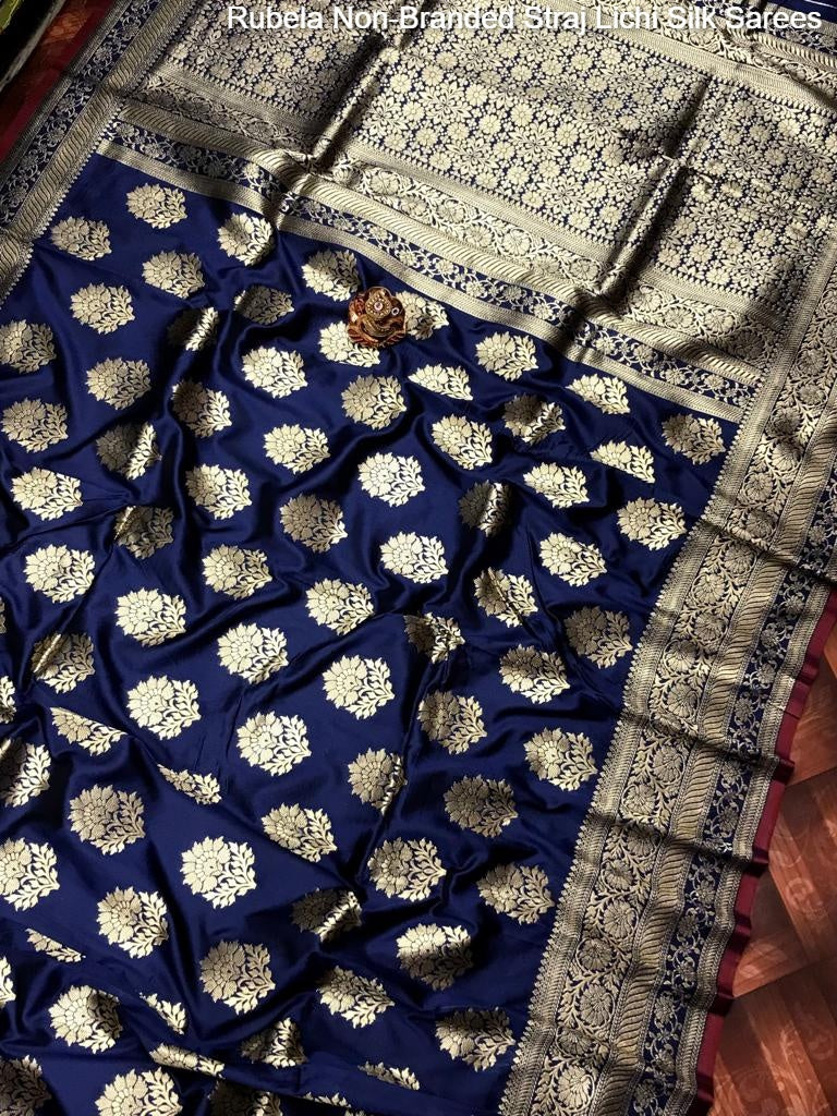 Rubela Non-Branded Straj Lichi Silk Sarees