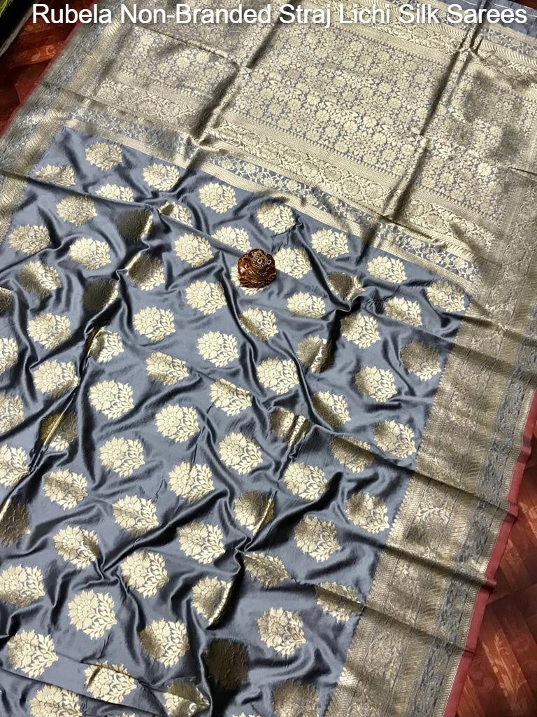 Rubela Non-Branded Straj Lichi Silk Sarees