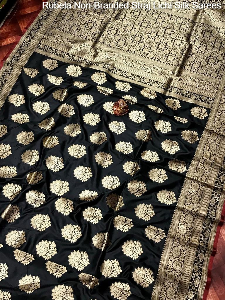 Rubela Non-Branded Straj Lichi Silk Sarees