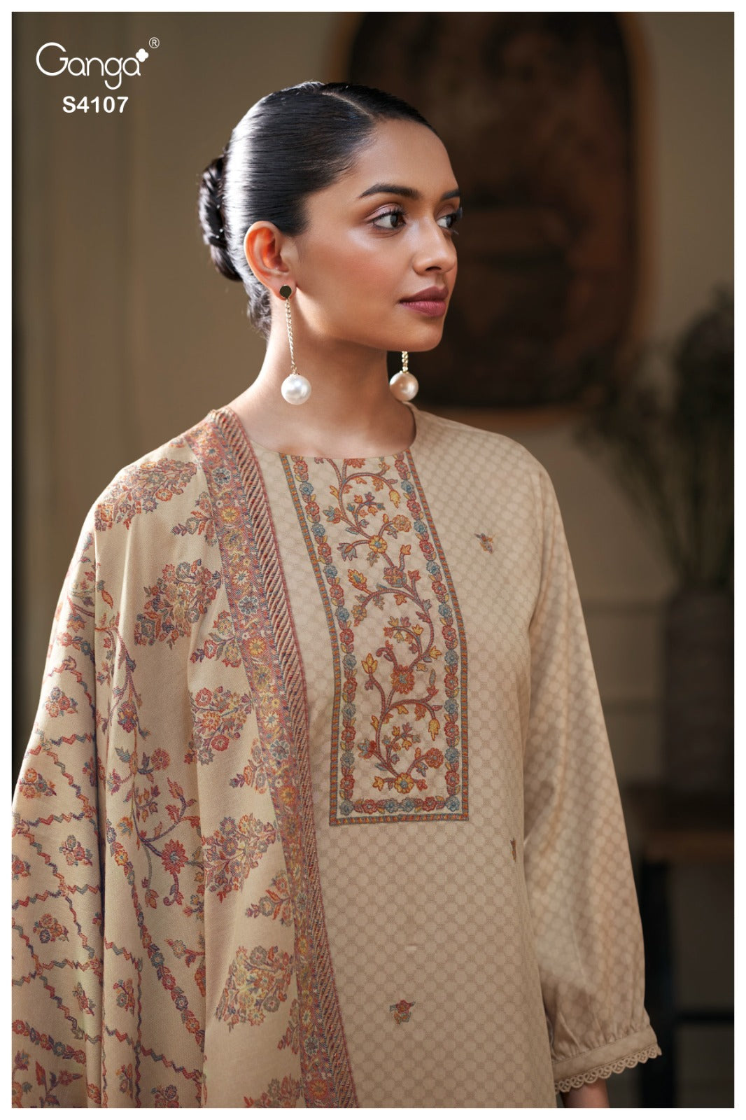 Ruhyna 4107 Ganga Embroidery Unstitched Suits