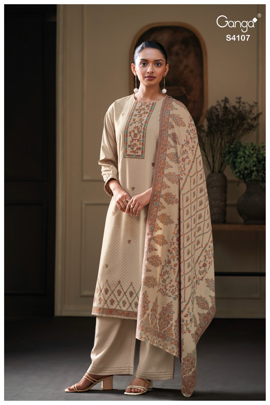 Ruhyna 4107 Ganga Embroidery Unstitched Suits